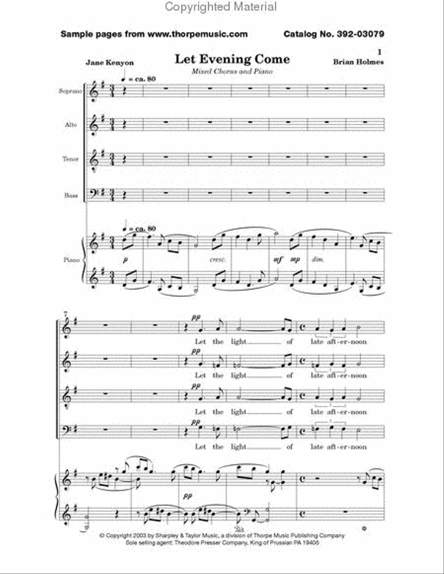 Let Evening Come Let Evening Come 4-Part scores gallery preview page 2