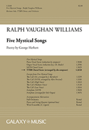 Book cover for Five Mystical Songs (Choral Score)