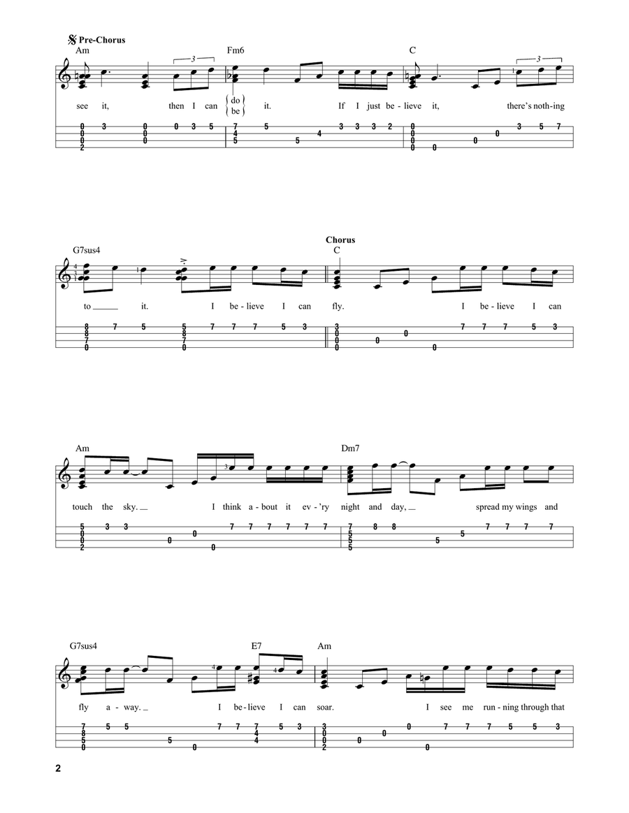 I Believe I Can Fly Ukulele scores gallery preview page 2