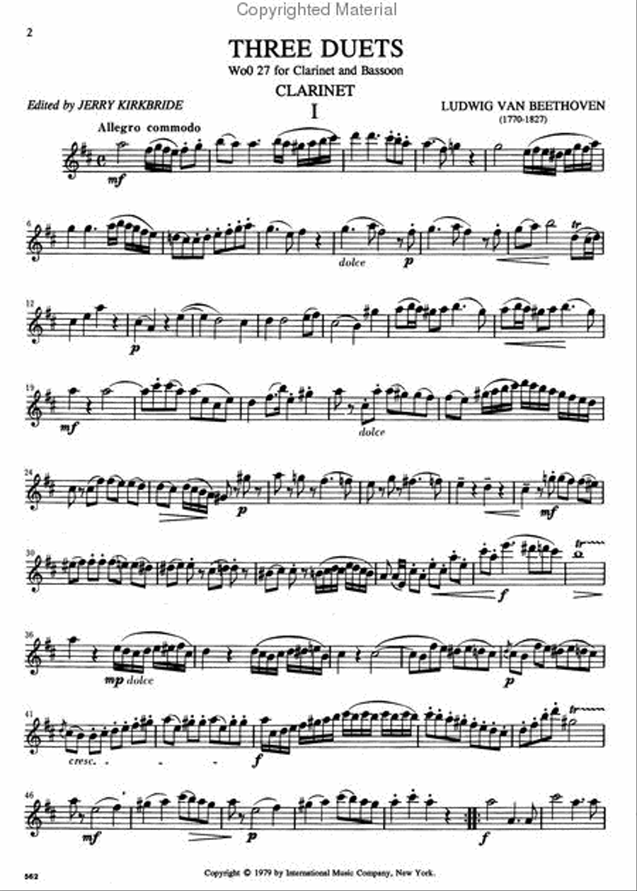 Three Duets for Clarinet & Bassoon (WoO.27) Woodwind Duet scores gallery preview page 2