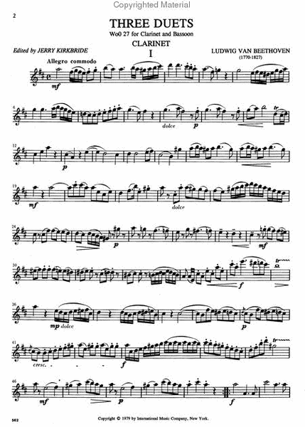 Three Duets for Clarinet & Bassoon (WoO.27)
