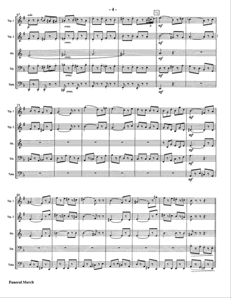 Funeral March of a Marionette for Brass Quintet (Alfred Hitchcock Theme) Brass Quintet scores gallery preview page 4