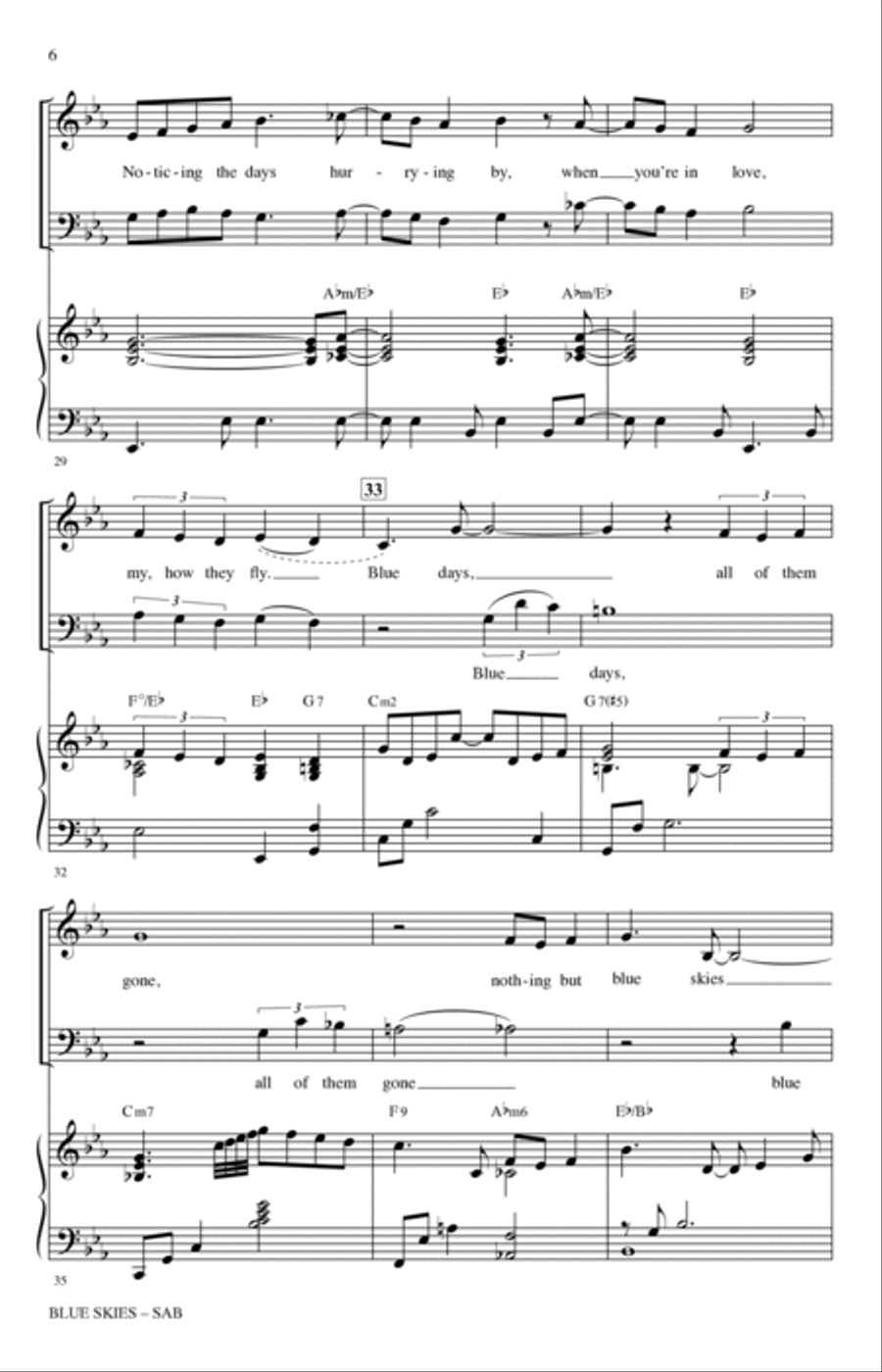Blue Skies (arr. Mark Hayes) 3-Part scores gallery preview page 4