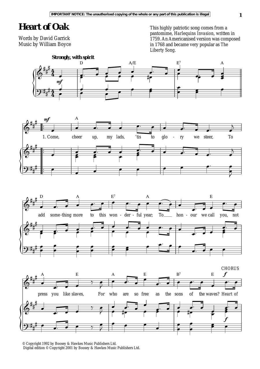 Heart Of Oak Piano, Vocal scores gallery preview page 1