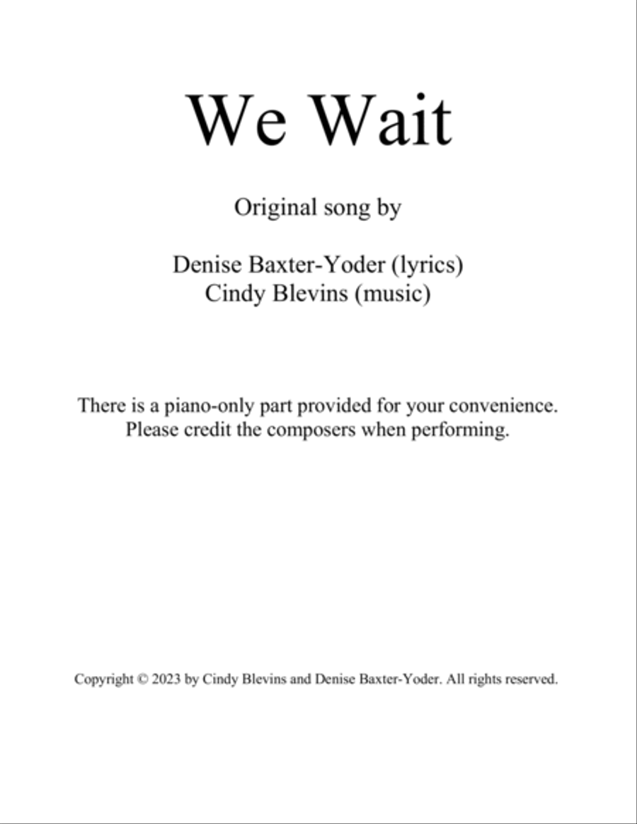 We Wait, original song for SATB 4-Part scores gallery preview page 2