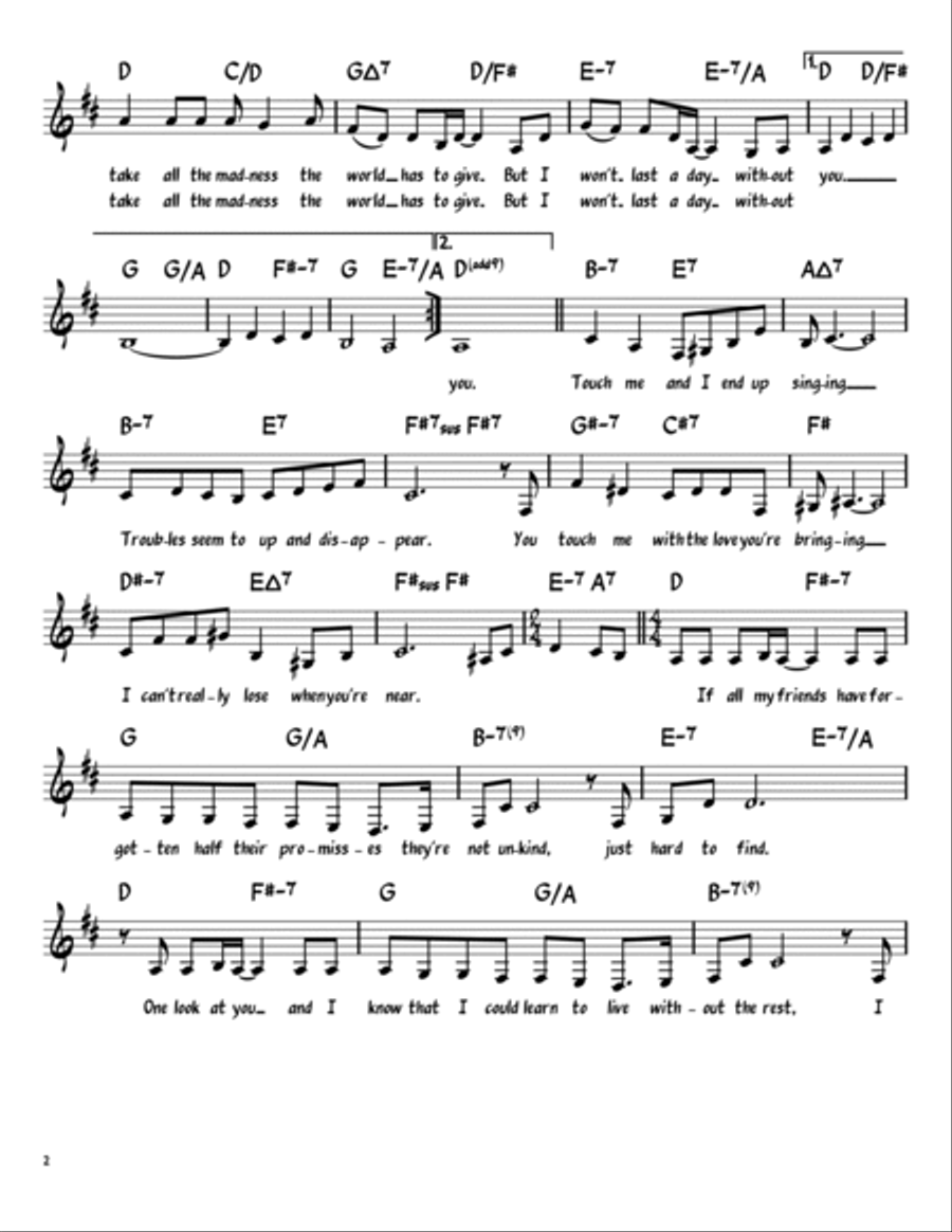 I Won't Last A Day Without You Piano scores gallery preview page 2