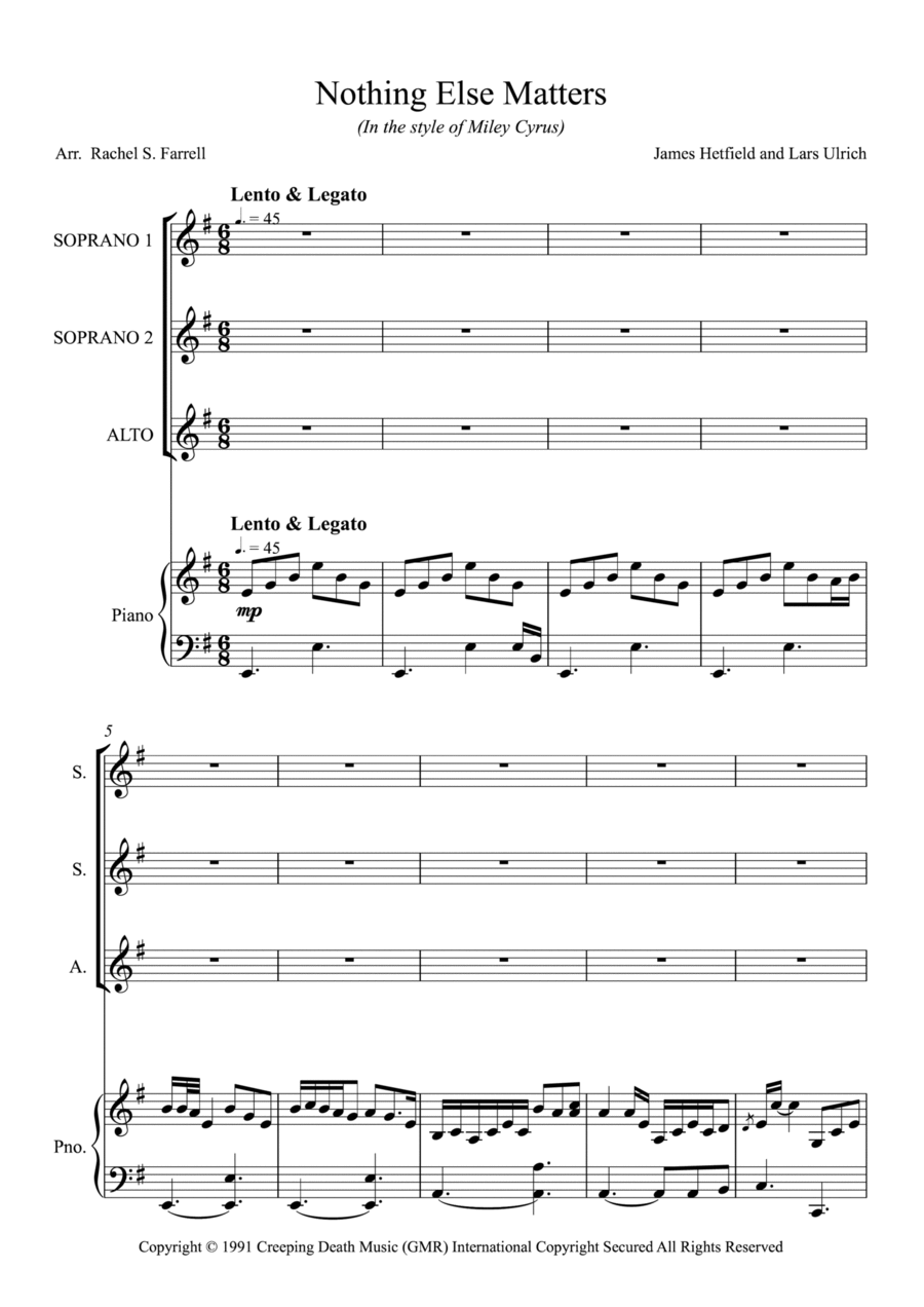 Nothing Else Matters SSA scores gallery preview page 1