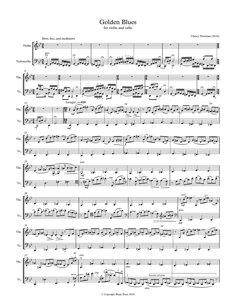 Golden Blues String Duet scores gallery preview page 1