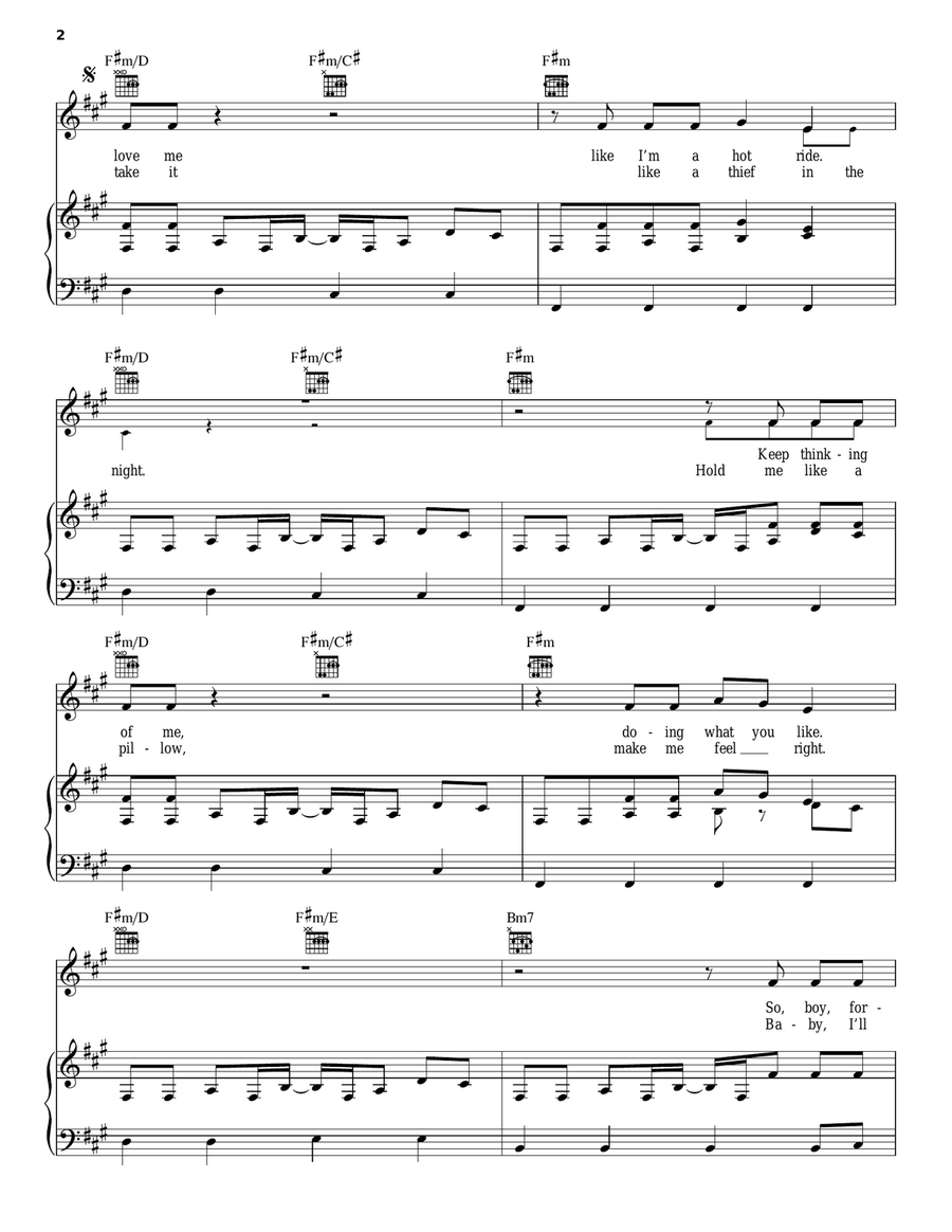 Only Girl (In The World) Piano, Vocal, Guitar scores gallery preview page 2