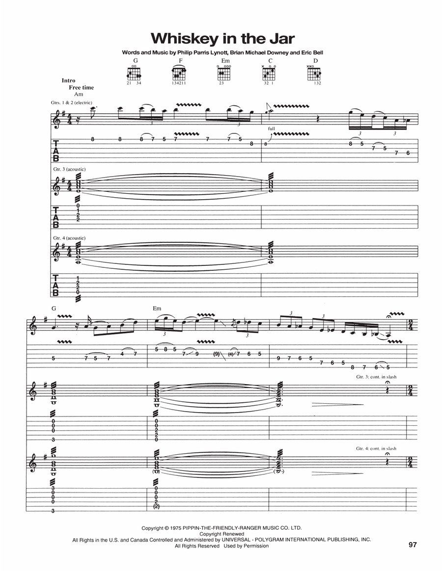Whiskey In The Jar Whiskey In The Jar Acoustic Guitar scores gallery preview page 1