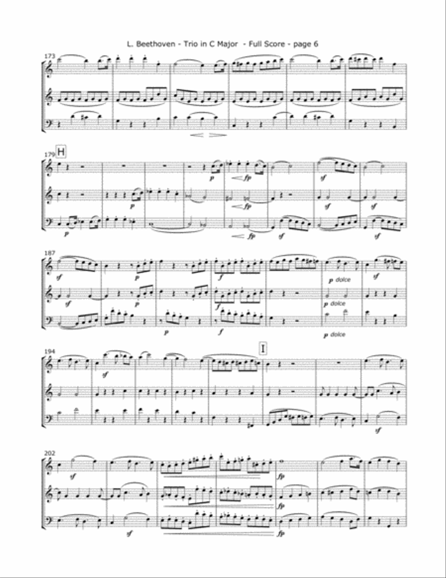 Beethoven, L. - Trio Op. 87 (Mvt. 1) for Two Violins and Cello String Trio scores gallery preview page 6