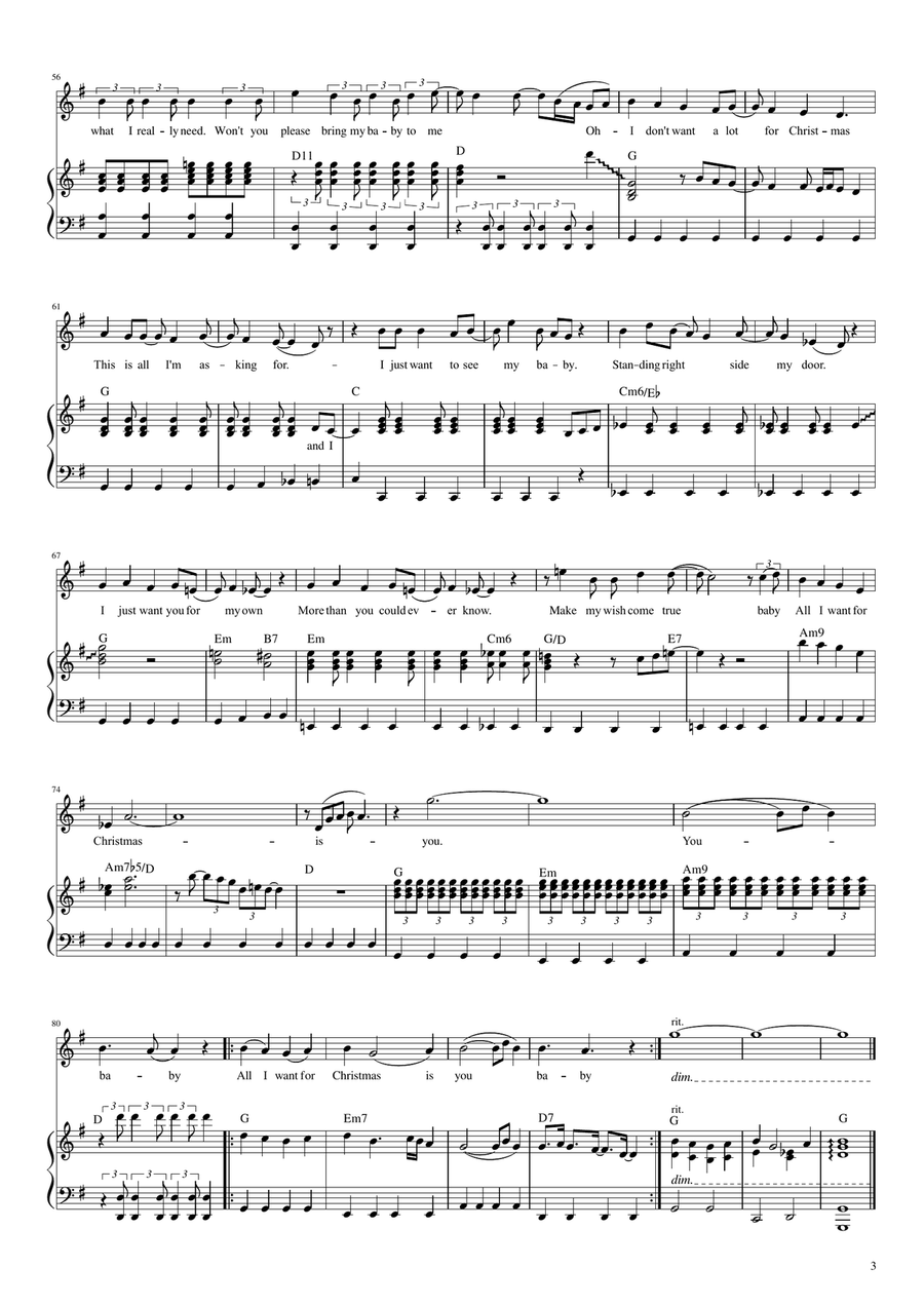 All I Want For Christmas Is You Violin Solo scores gallery preview page 3