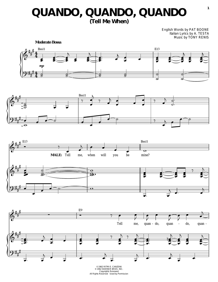 Quando, Quando, Quando (Tell Me When) Piano, Vocal, Guitar scores gallery preview page 1