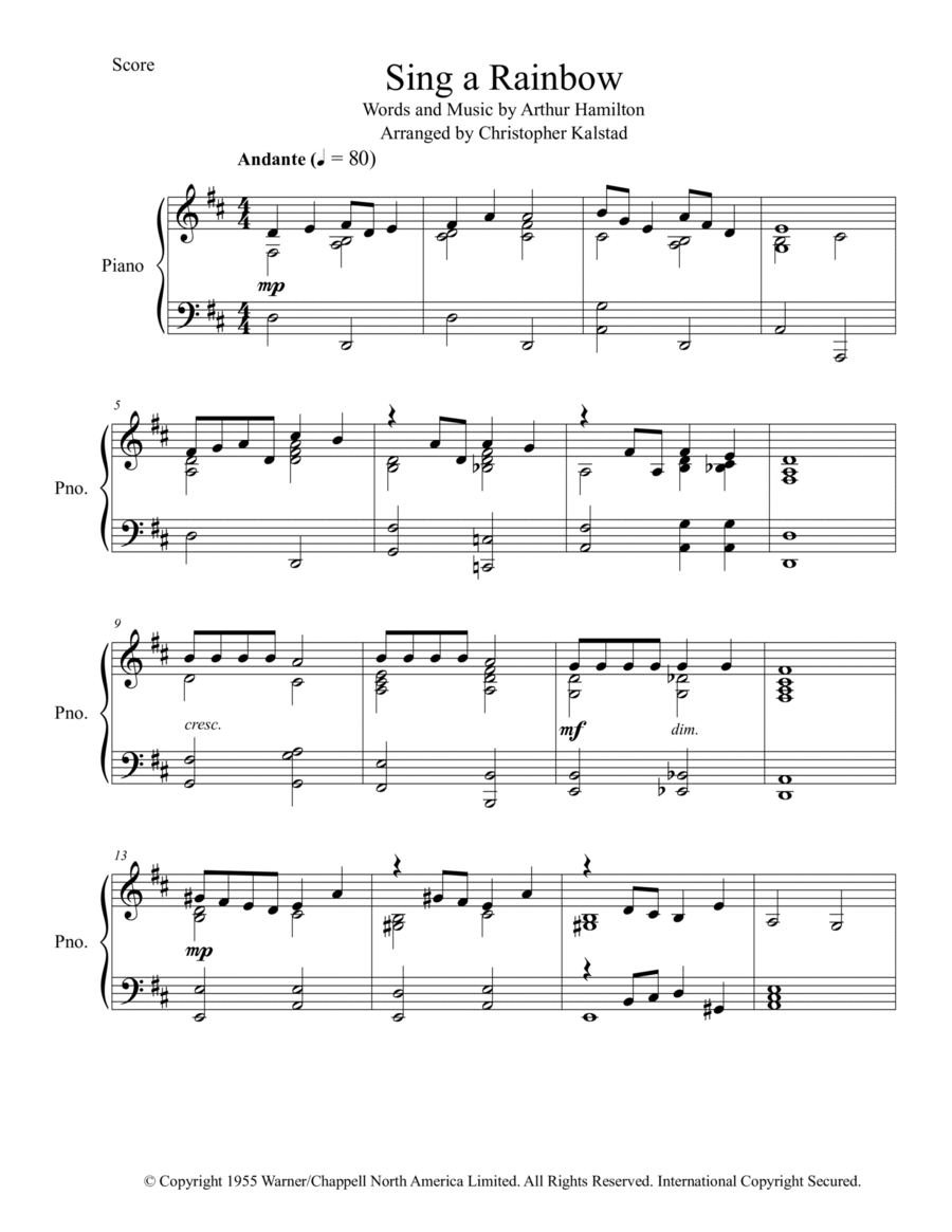 Sing A Rainbow Piano Solo scores gallery preview page 1