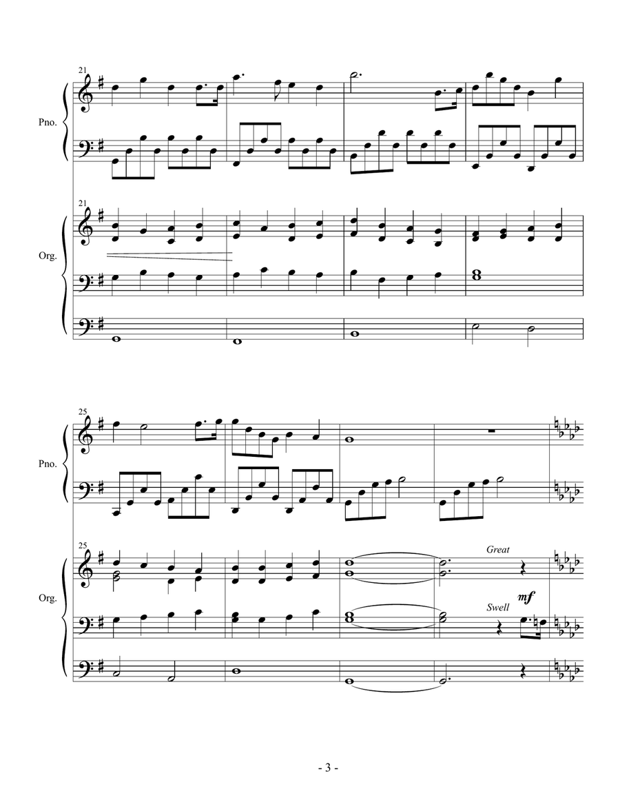 Oh, How Lovely Was the Morning/Joseph Smith's First Prayer (Piano/Organ Duet) Organ Accompaniment scores gallery preview page 3