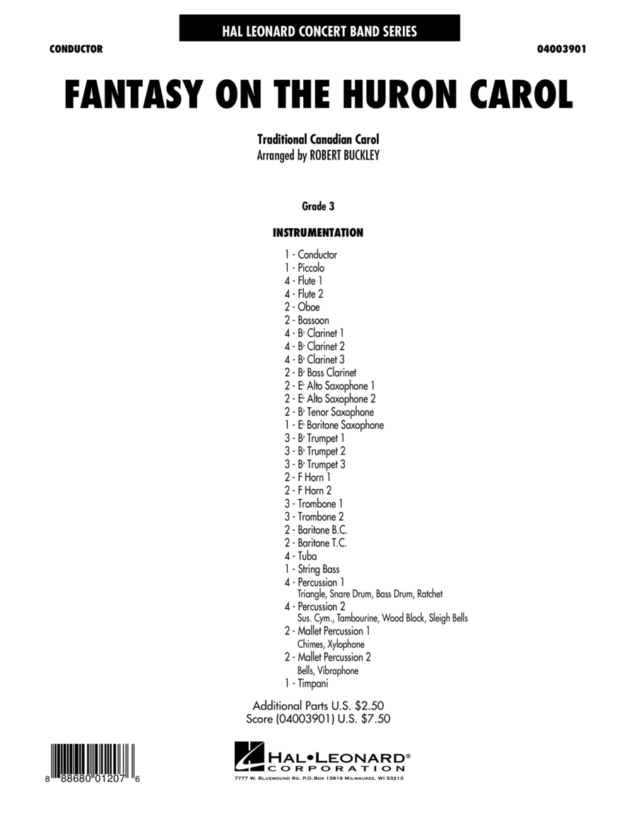 Fantasy on the Huron Carol - Conductor Score (Full Score) Concert Band scores gallery preview page 1
