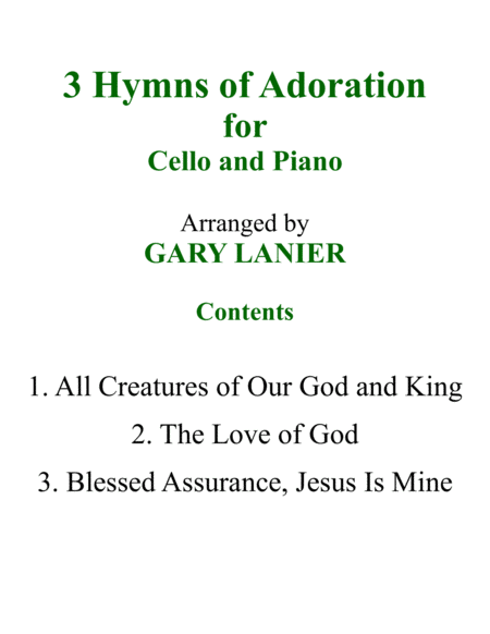 Gary Lanier: 3 HYMNS of ADORATION (Duets for Cello and Piano) image number null