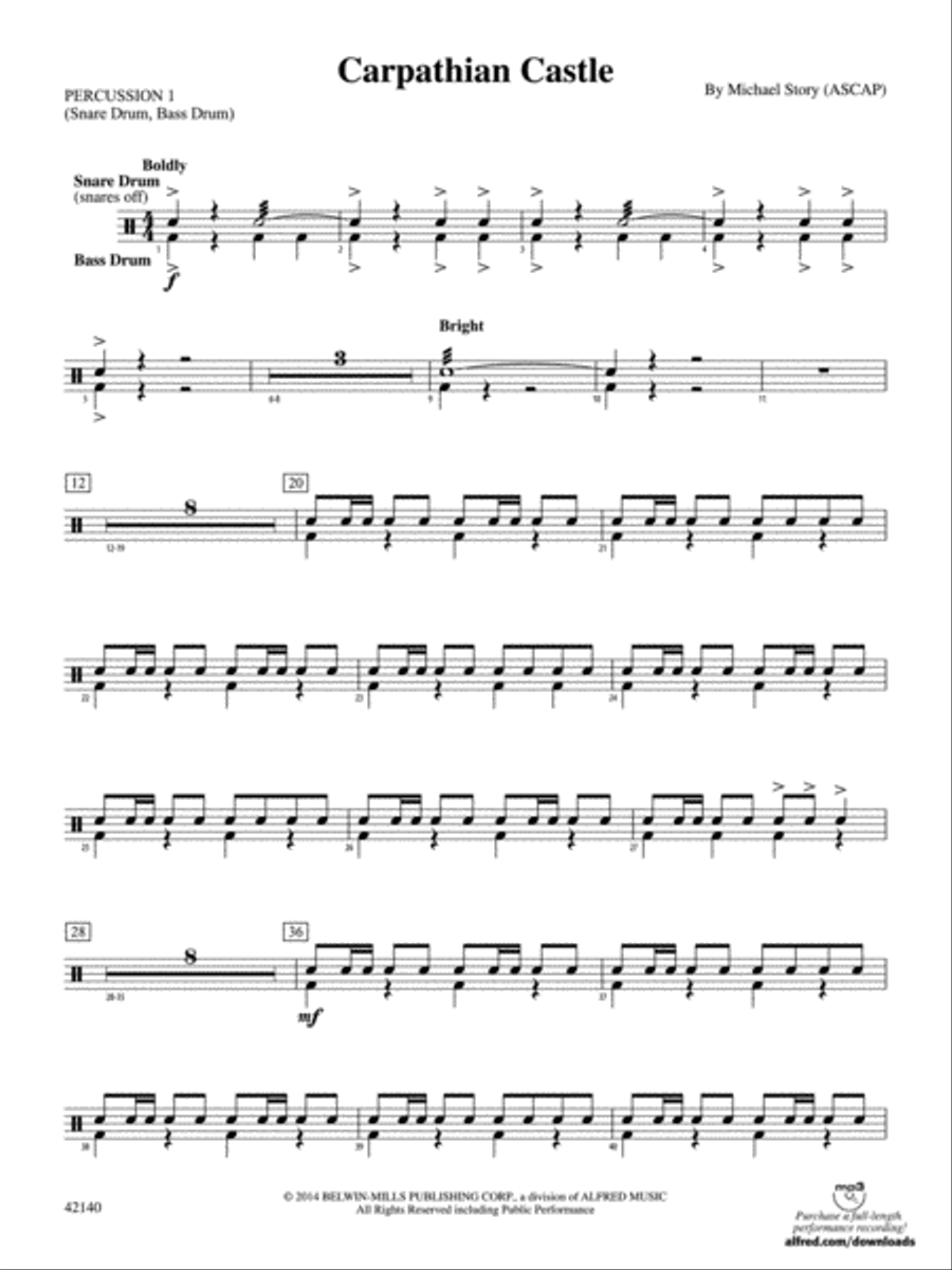 Carpathian Castle: 1st Percussion Concert Band scores gallery preview page 1