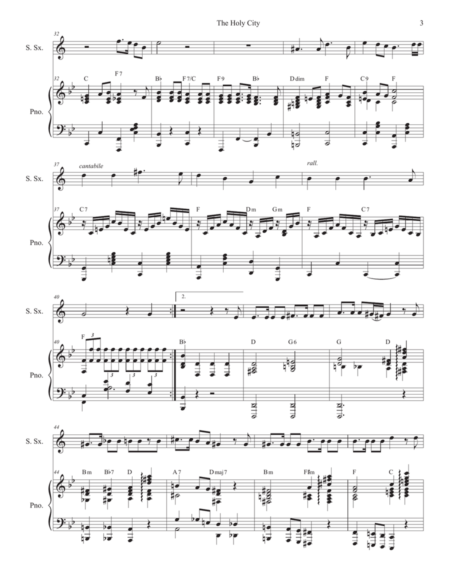 The Holy City (Soprano Saxophone and Piano) Soprano Saxophone scores gallery preview page 3
