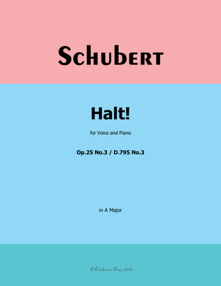 Halt! by Schubert, Op.25 No.3, in A Major