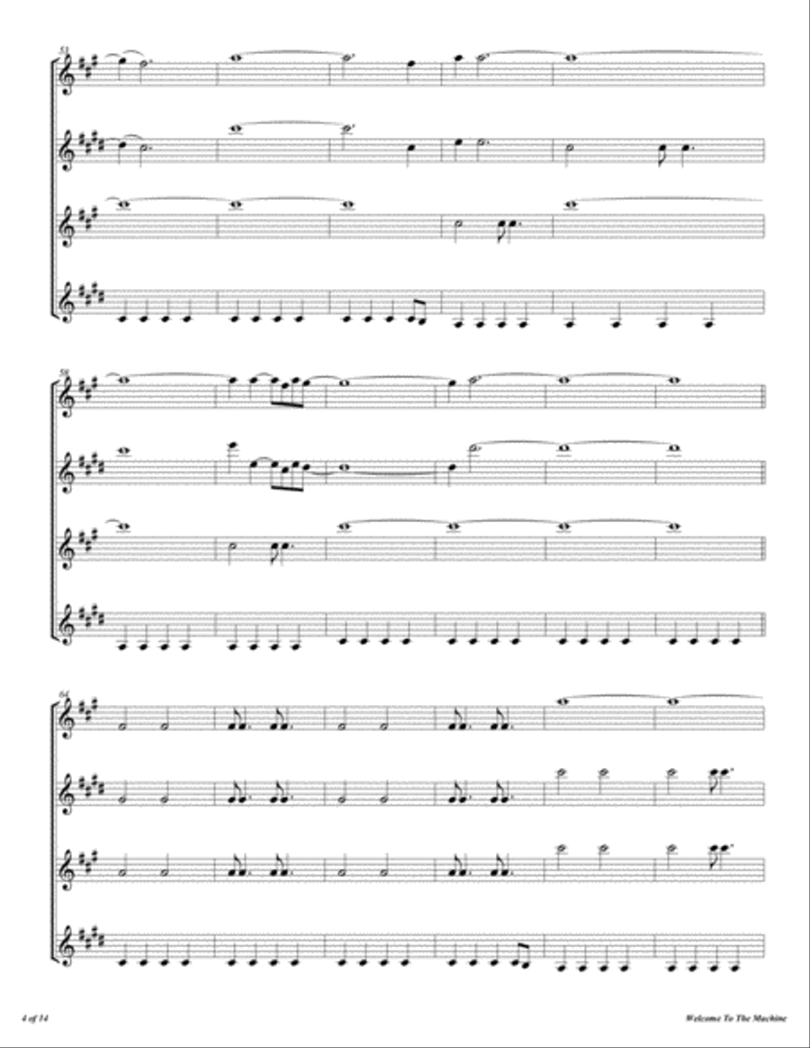 Welcome To The Machine Woodwind Quartet scores gallery preview page 5
