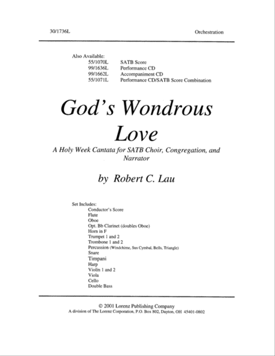 God's Wondrous Love - Orch 4-Part scores gallery preview page 1