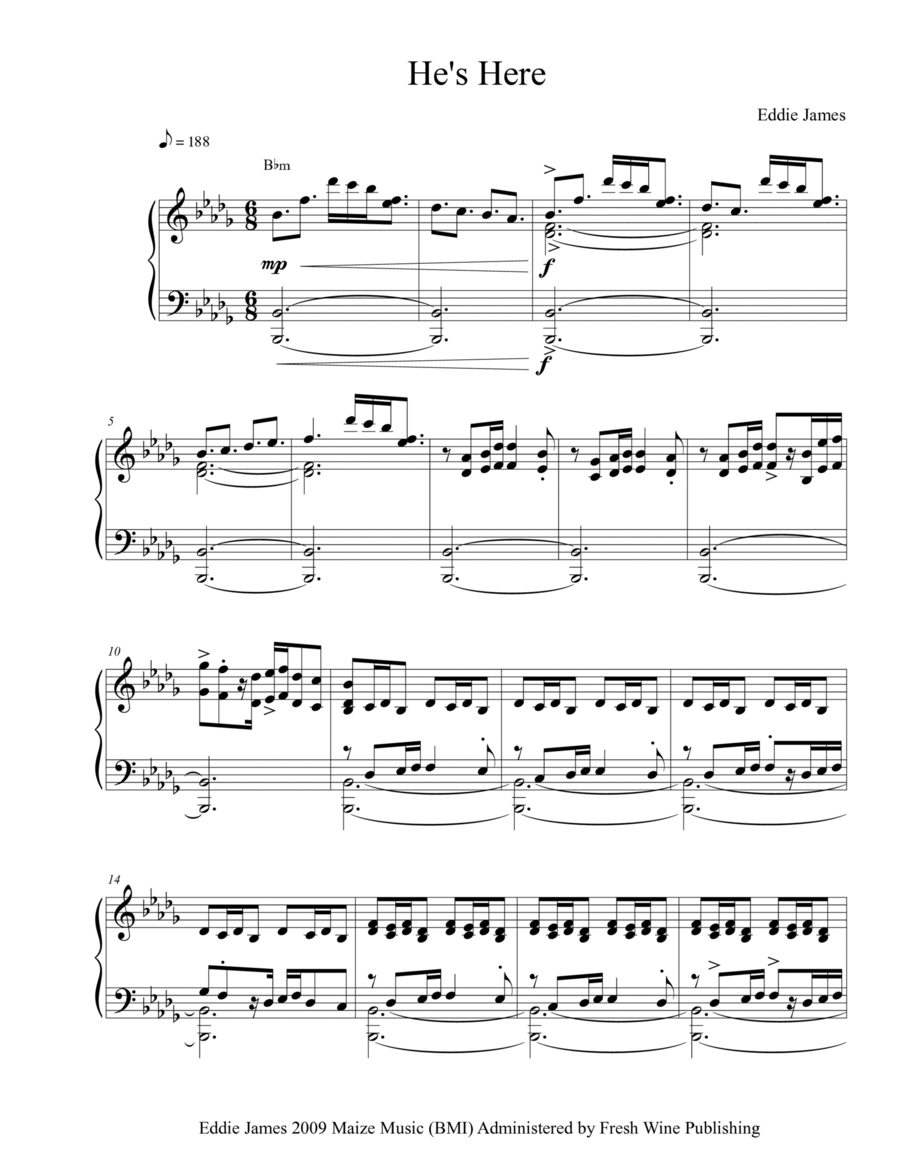 He's Here Piano Solo scores gallery preview page 1