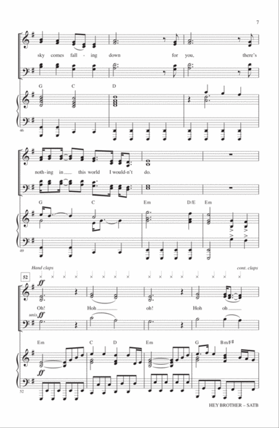 Hey Brother 4-Part scores gallery preview page 6