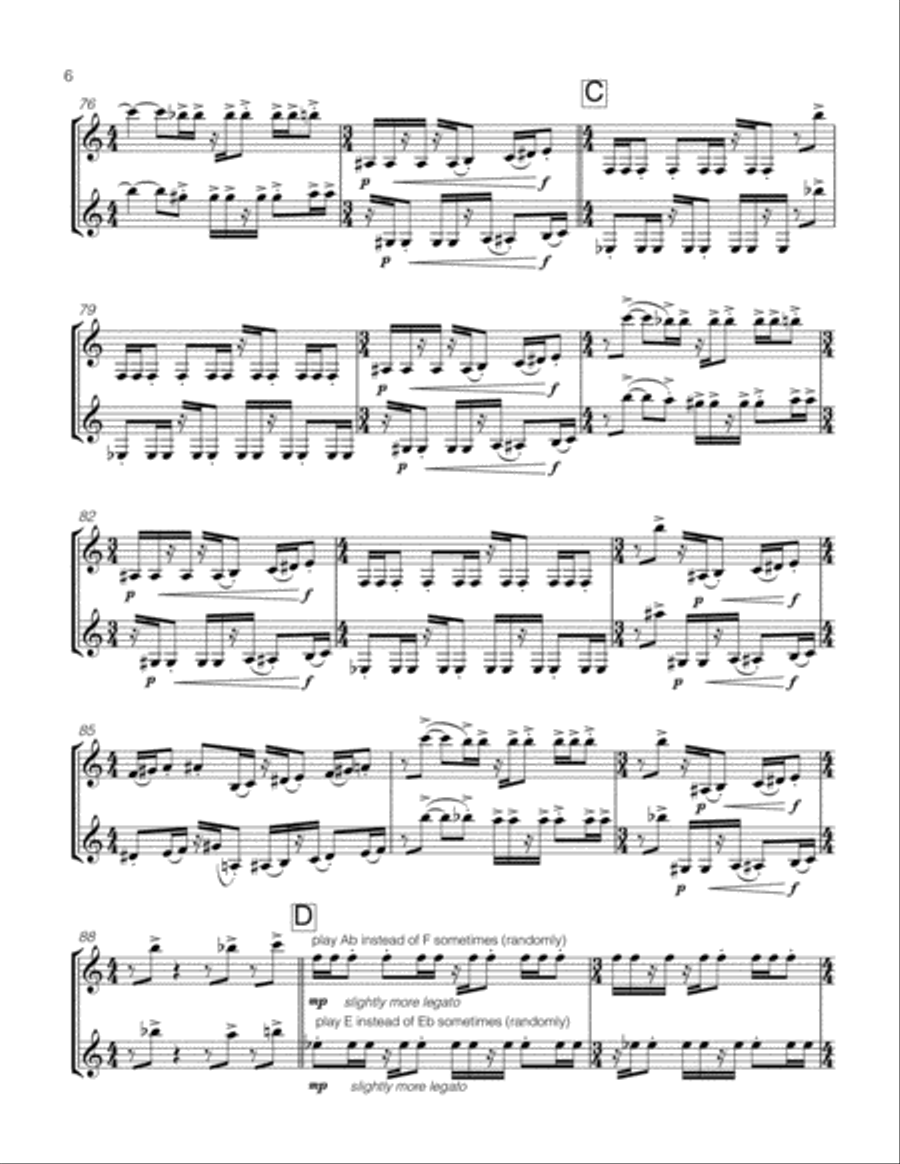 KNEE GAS (ON) for two bass clarinets Woodwind Ensemble scores gallery preview page 6