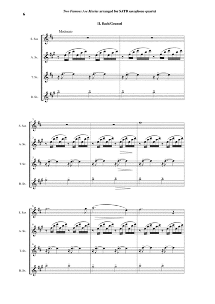 Two Famous Ave Marias (Bach-Gounod and Schubert) arranged for SATB saxophone quartet