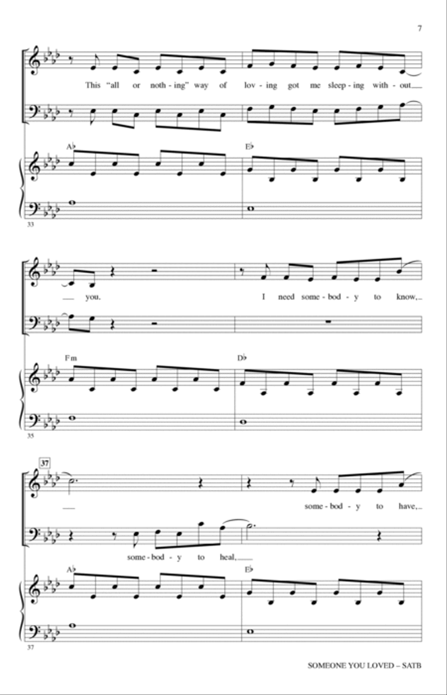 Someone You Loved (arr. Mark Brymer) 4-Part scores gallery preview page 6