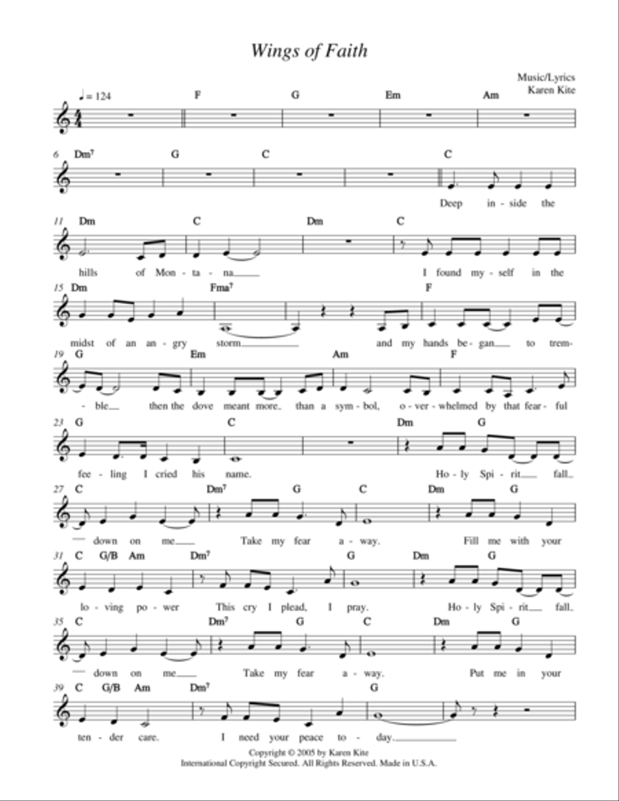 Wings of Faith Piano, Vocal, Guitar scores gallery preview page 1