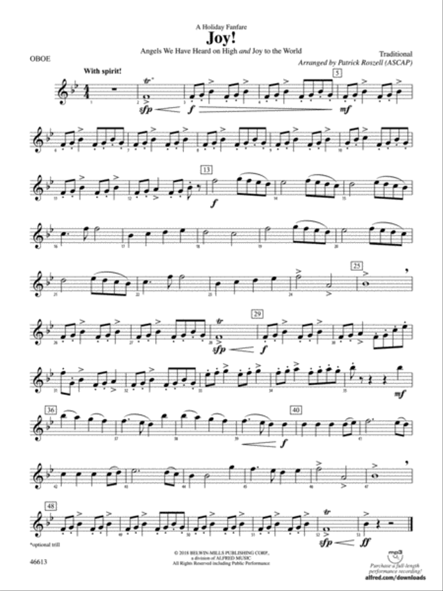 Joy! A Holiday Fanfare: Oboe Concert Band scores gallery preview page 1
