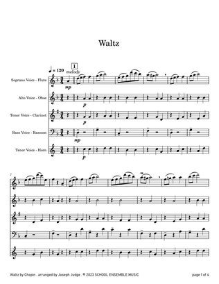 Waltz by Chopin for Woodwind Quartet in Schools