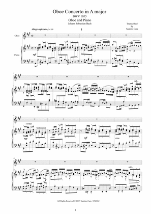 Bach - Oboe Concerto in A major BWV 1055 for Oboe and Piano
