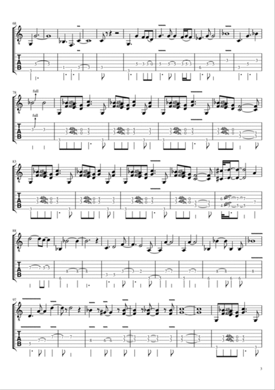 Burn Burn Guitar Tablature scores gallery preview page 3