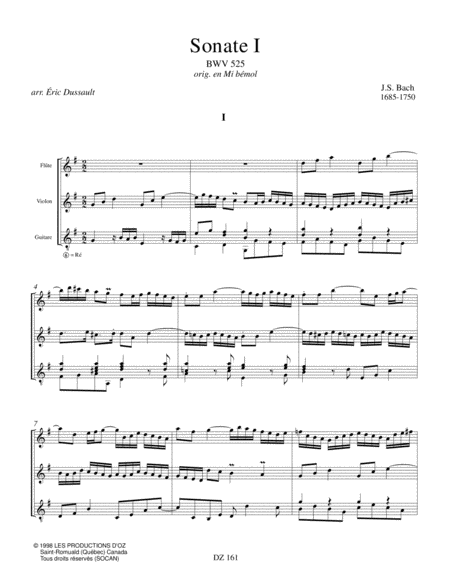 Six sonates en trio, vol. I, BWV 525