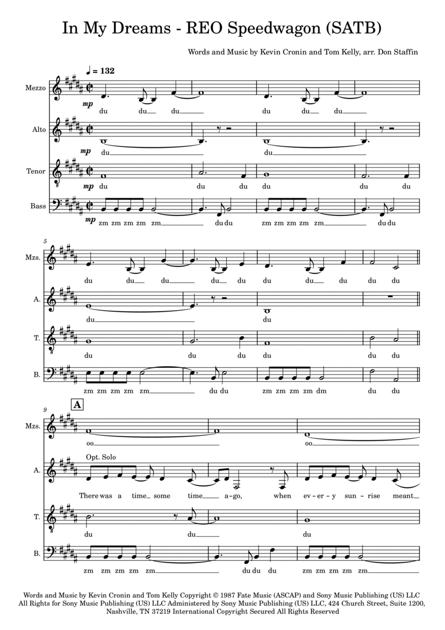 In My Dreams In My Dreams 4-Part scores gallery preview page 1