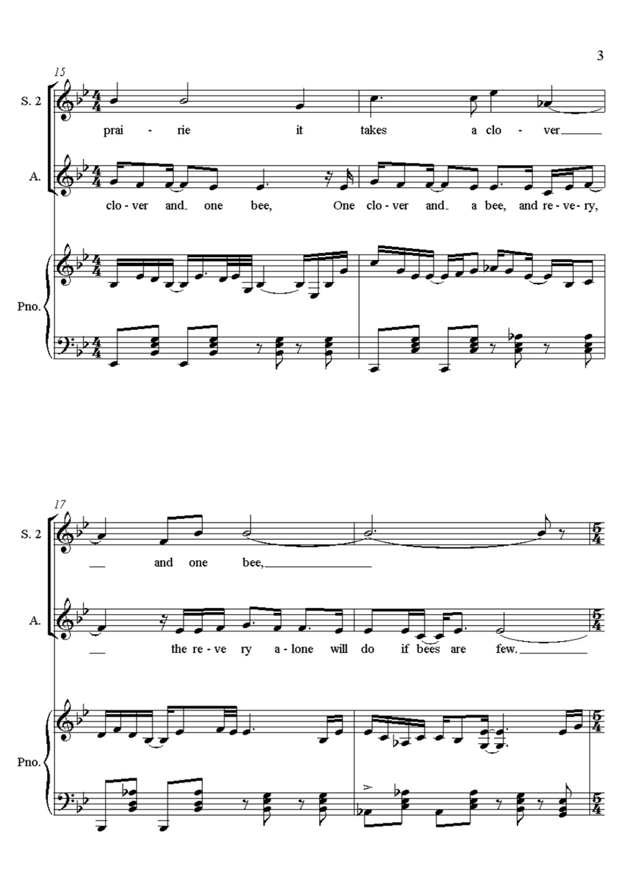 To Make a Prairie - for choir and piano 2-Part scores gallery preview page 3