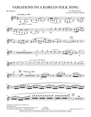 Variations on A Korean Folk Song - 1st Bb Clarinet