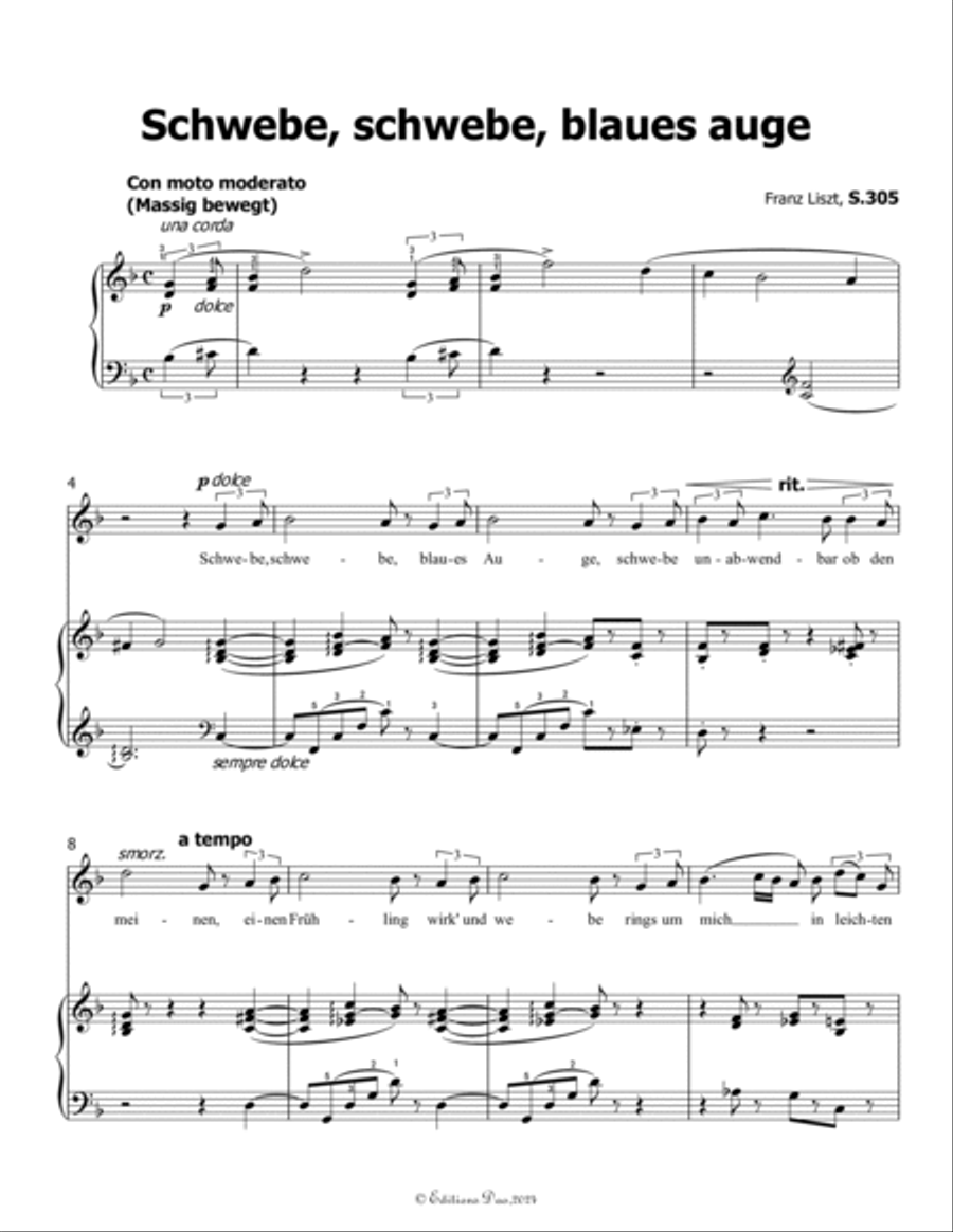 Schwebe, schwebe, blaues auge, by Liszt, S.305, in F Major Voice scores gallery preview page 3