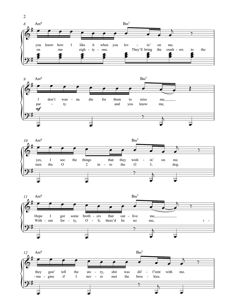God's Plan Easy Piano scores gallery preview page 2