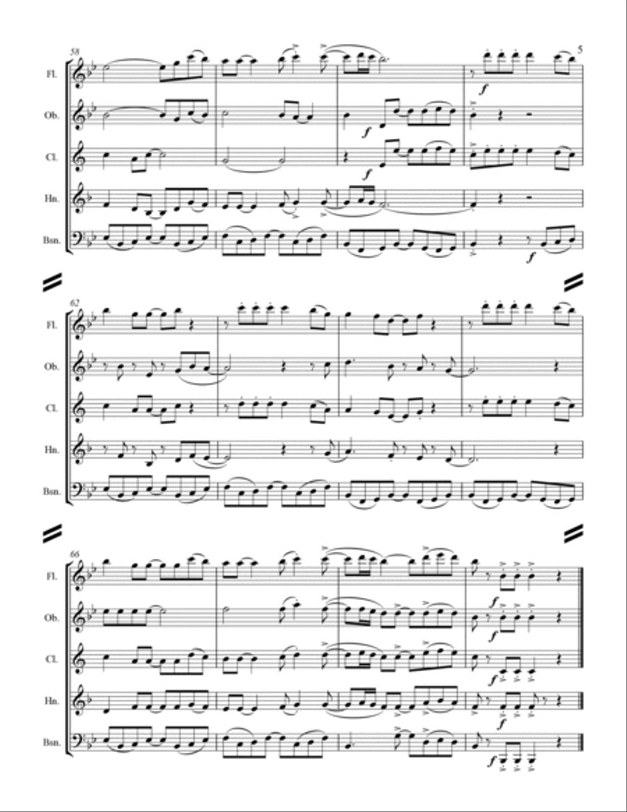 Feliz Navidad Feliz Navidad Woodwind Quintet scores gallery preview page 6