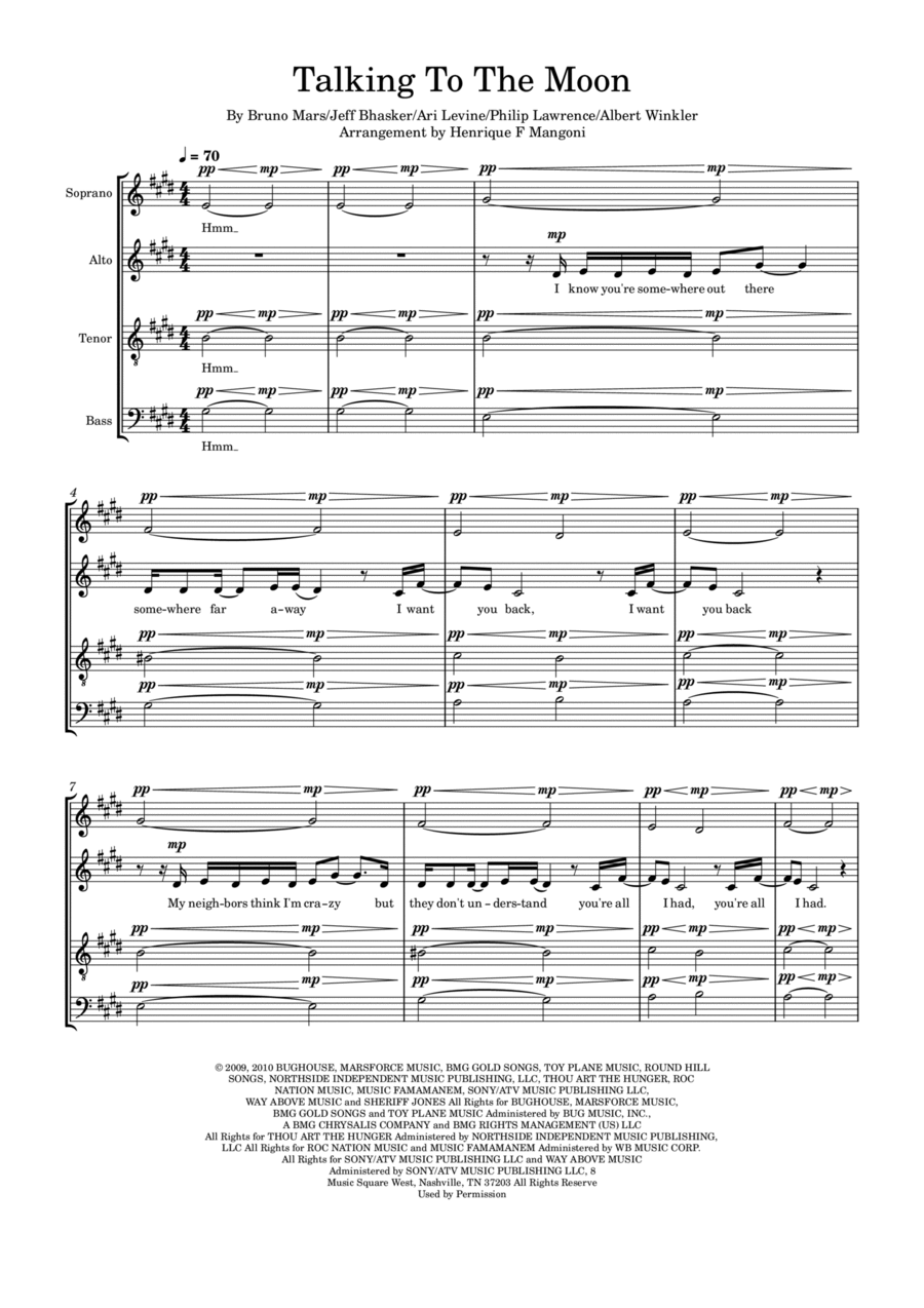 Talking To The Moon 4-Part scores gallery preview page 1