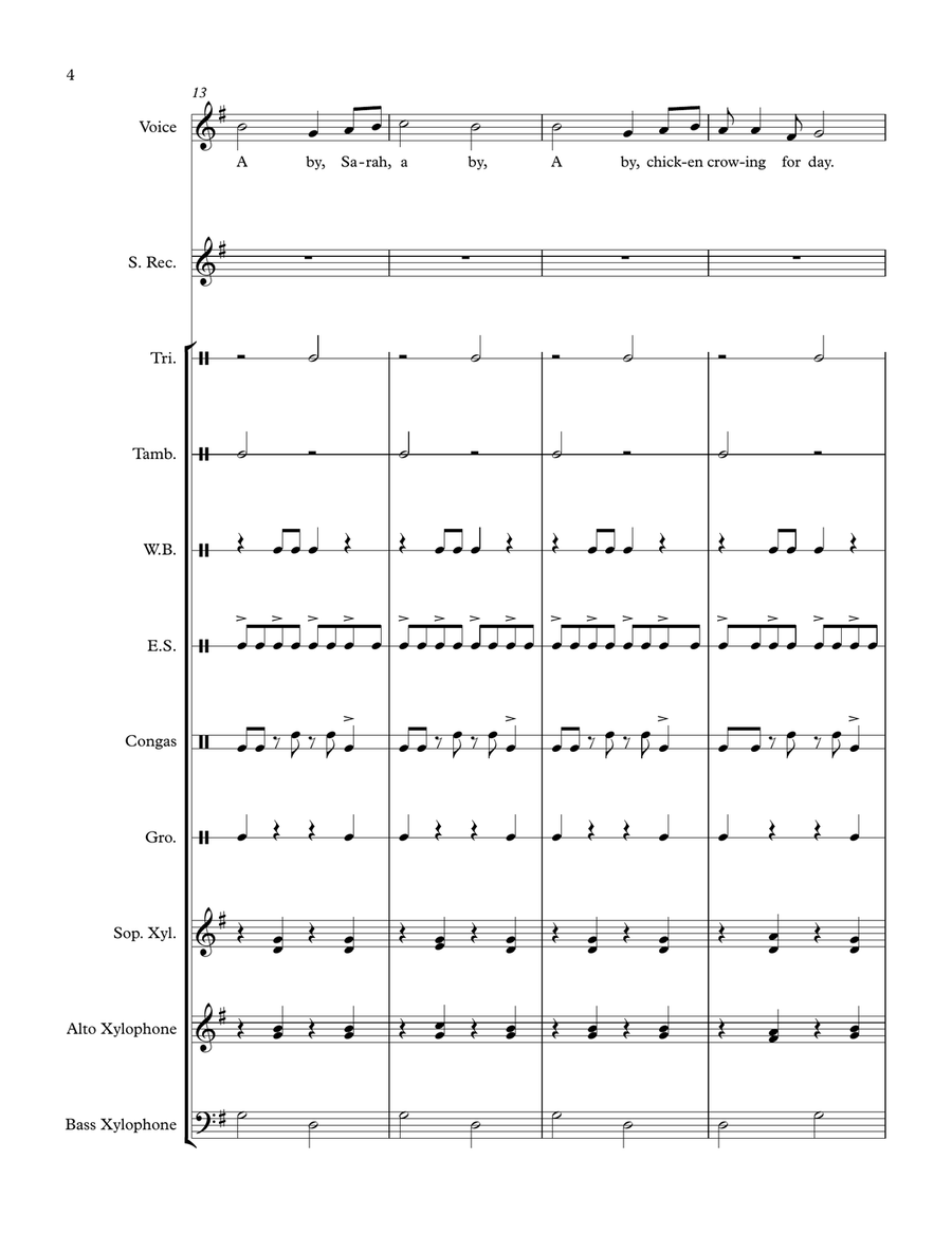 Kokoleoko (For Orff Ensemble) Large Ensemble scores gallery preview page 4