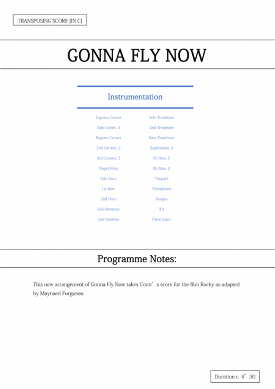Gonna Fly Now Brass Band scores gallery preview page 3