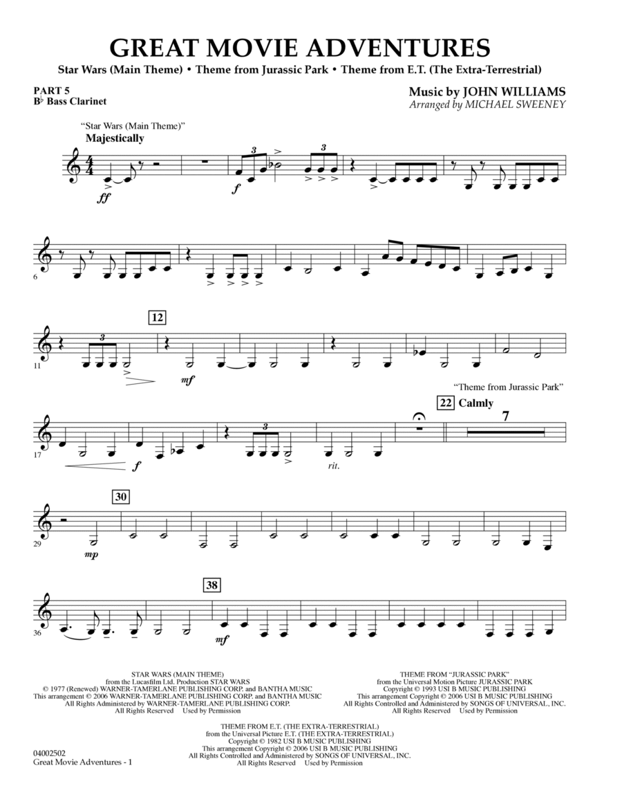 Great Movie Adventures - Pt.5 - Bb Bass Clarinet Concert Band scores gallery preview page 1