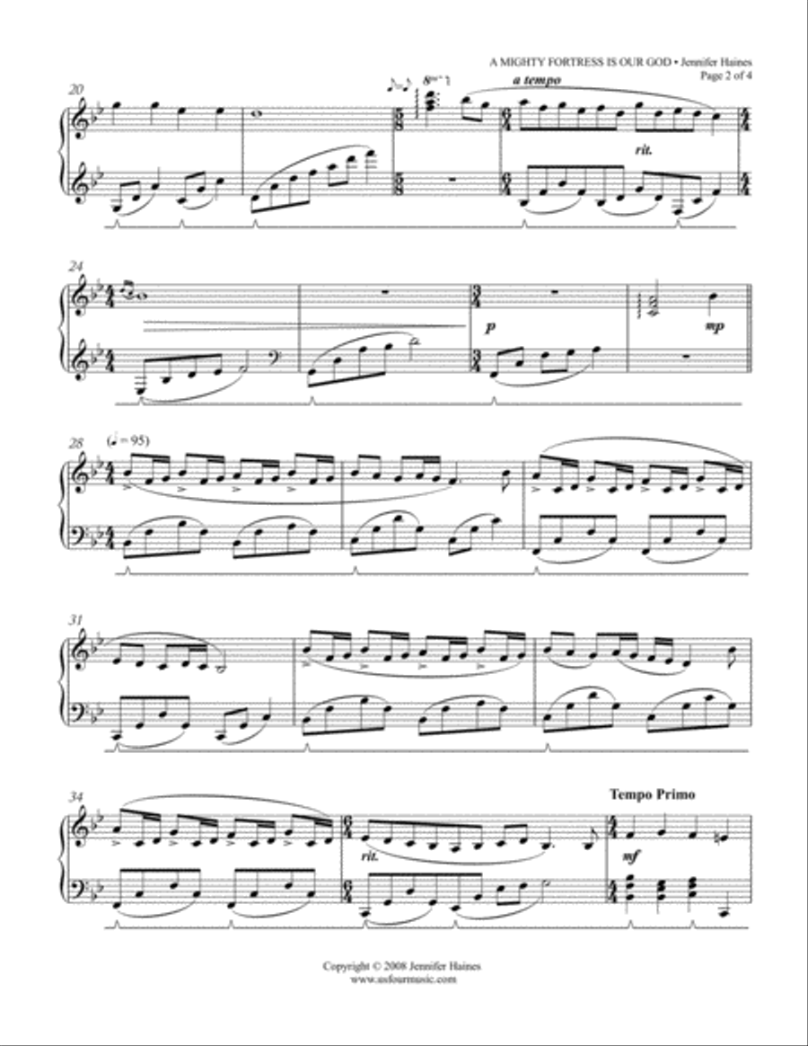 A Mighty Fortress Is Our God Piano Solo scores gallery preview page 2