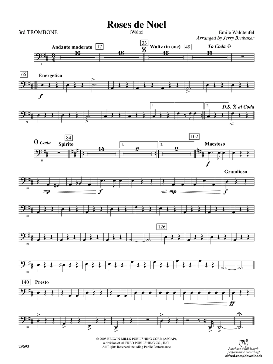 Roses de Noel (Waltz): 3rd Trombone