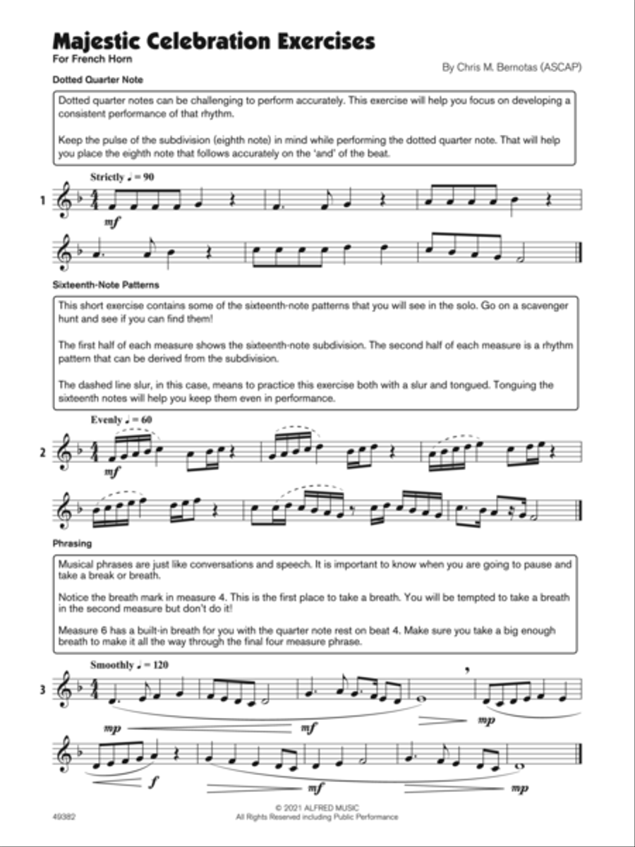 Majestic Celebration (Sound Innovations Soloist, French Horn) Small Ensemble scores gallery preview page 3